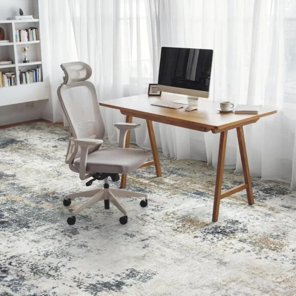 New 8x10 Washable Area Rug, Neutral Green Yellow Modern Non-Slip Carpet for Home